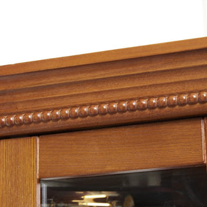 English Elm Corner Curio Cabinet Oak Finish Lighted Glass Shelves Mirrored Back Elegant Display W2275P177190