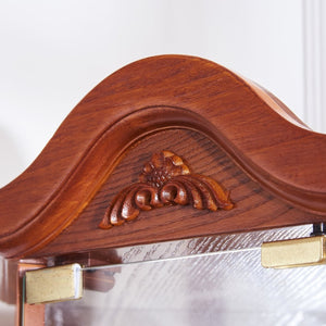 English Elm Glass Corner Curio Cabinet Lighted Oak Finish Carved Crown Floral Display Shelves W2275P177192