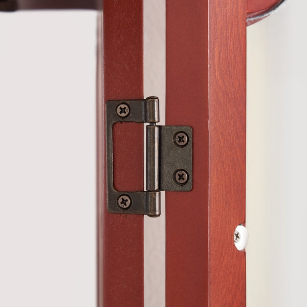 English Elm Curio Corner Cabinet Lighted Tempered Glass Shelves Cherry Finish Traditional Display W2275P178901