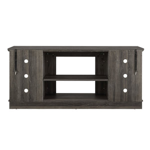 English Elm Mantel Faux Stone Surround TV Console with Open Shelving for Living Room or Den Grey W2275P389688