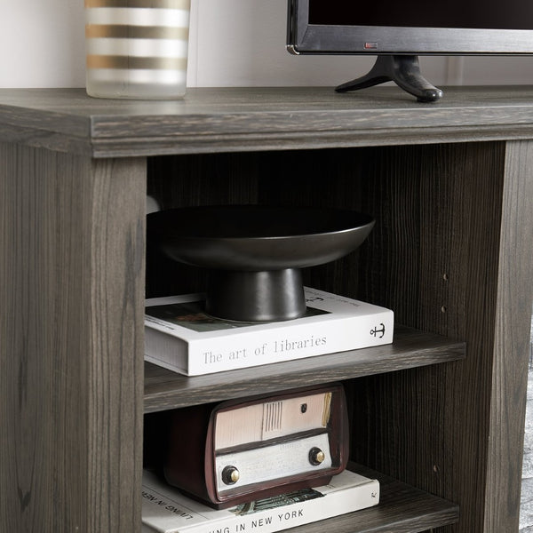 English Elm Large Faux Stone Surround Media Console with Adjustable Storage for 75 Inch TVs W2275P389708