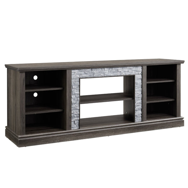 English Elm Large Faux Stone Surround Media Console with Adjustable Storage for 75 Inch TVs W2275P389708