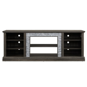 English Elm Large Faux Stone Surround Media Console with Adjustable Storage for 75 Inch TVs W2275P389708