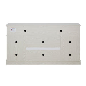 English Elm Embossed Farmhouse Media Console with Sliding Doors Open Shelving and Cable Management White W2275P389922