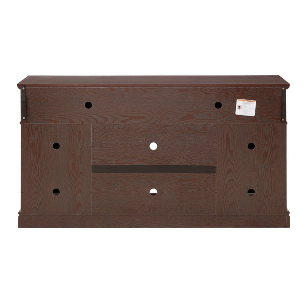 English Elm Embossed Farmhouse Media Console with Sliding Doors Open Shelving and Cable Management Cherry W2275P389923