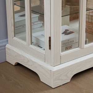 English Elm Curio Display Cabinet Four Glass Door Lattice Showcase with Adjustable Shelves and Built-in Light White W2275P460416