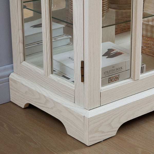 English Elm Curio Display Cabinet Four Glass Door Lattice Showcase with Adjustable Shelves and Built-in Light White W2275P460416