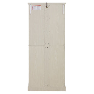 English Elm Curio Display Cabinet Four Glass Door Lattice Showcase with Adjustable Shelves and Built-in Light White W2275P460416