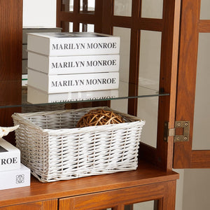English Elm Curio Display Cabinet Four Glass Door Lattice Showcase with Adjustable Shelves and Built-in Light Dark Oak W2275P460418