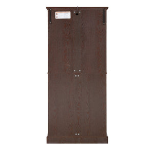 English Elm Curio Cabinet Cherry Finish Lattice Glass Doors Adjustable Shelves Lighted Vintage Display W2275P460419