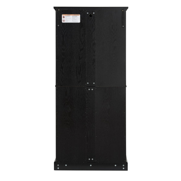 English Elm Curio Display Cabinet Four Glass Door Lattice Showcase with Adjustable Shelves and Built-in Light Black W2275P460420