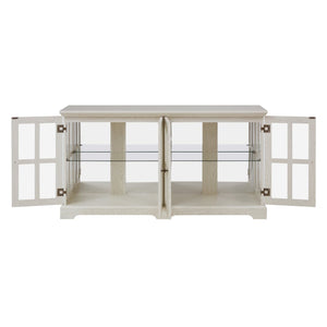 English Elm Led Curio Cabinet Antique White Four Door Glass Display with Adjustable Shelves W2275P460421