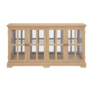 English Elm Led Curio Cabinet Antique White Four Door Glass Display with Adjustable Shelves Oak W2275P460422