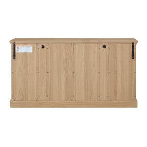 English Elm Led Curio Cabinet Antique White Four Door Glass Display with Adjustable Shelves Oak W2275P460422