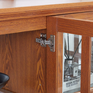 English Elm Led Curio Cabinet Antique White Four Door Glass Display with Adjustable Shelves Dark Oak W2275P460423