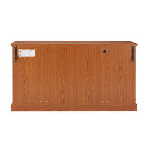 English Elm Led Curio Cabinet Antique White Four Door Glass Display with Adjustable Shelves Dark Oak W2275P460423