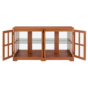 English Elm Led Curio Cabinet Antique White Four Door Glass Display with Adjustable Shelves Dark Oak W2275P460423