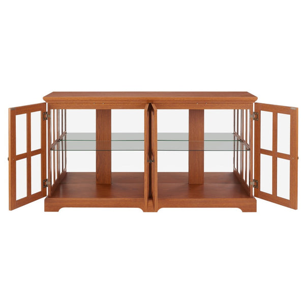 English Elm Led Curio Cabinet Antique White Four Door Glass Display with Adjustable Shelves Dark Oak W2275P460423