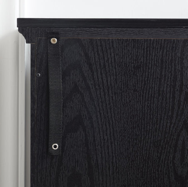 English Elm Led Curio Cabinet Antique White Four Door Glass Display with Adjustable Shelves Black W2275P460425