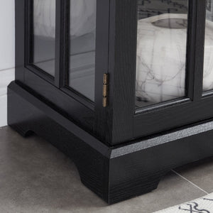English Elm Led Curio Cabinet Antique White Four Door Glass Display with Adjustable Shelves Black W2275P460425