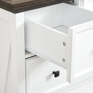 English Elm 6 Drawer Tall Chest Farmhouse Wood Grain Finish Bedroom Storage Dresser with Metal Handles White W2275P460427