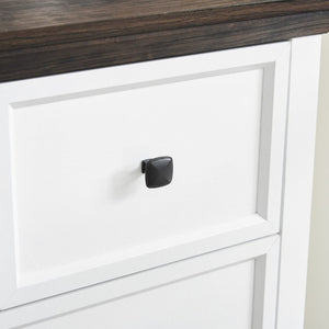English Elm 6 Drawer Tall Chest Farmhouse Wood Grain Finish Bedroom Storage Dresser with Metal Handles White W2275P460427