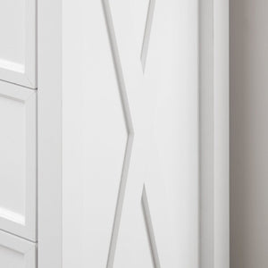 English Elm 6 Drawer Tall Chest Farmhouse Wood Grain Finish Bedroom Storage Dresser with Metal Handles White W2275P460427