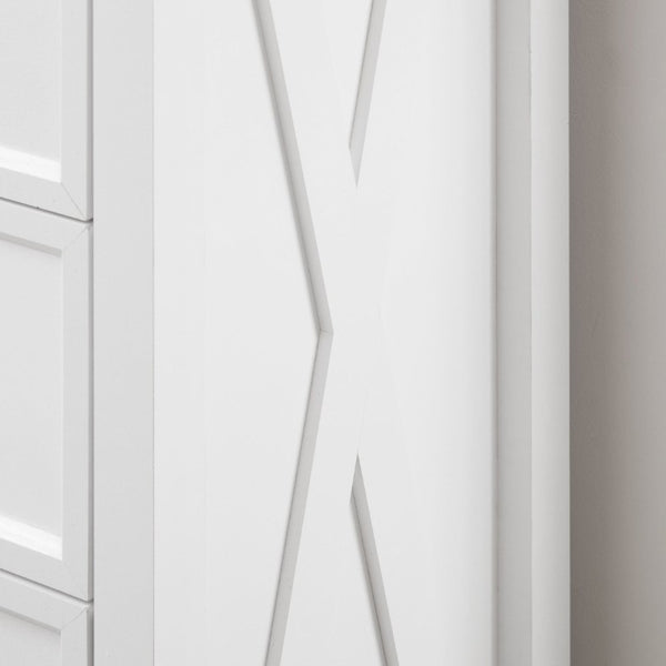 English Elm 6 Drawer Tall Chest Farmhouse Wood Grain Finish Bedroom Storage Dresser with Metal Handles White W2275P460427