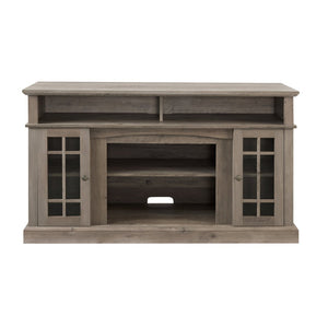 English Elm Classic Gray Wash Media Console with Glass Doors Open Shelf and Cable Management W2275P460429