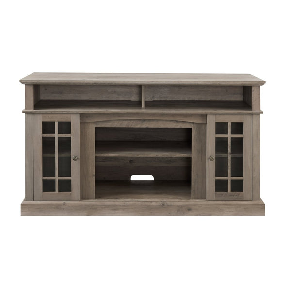 English Elm Classic Gray Wash Media Console with Glass Doors Open Shelf and Cable Management W2275P460429