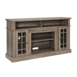 English Elm Classic Gray Wash Media Console with Glass Doors Open Shelf and Cable Management W2275P460429