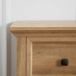 English Elm 6 Drawer Tall Chest Farmhouse Wood Grain Finish Bedroom Storage Dresser with Metal Handles Oak W2275P460493
