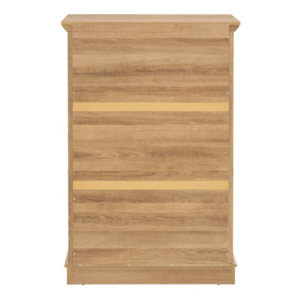 English Elm 6 Drawer Tall Chest Farmhouse Wood Grain Finish Bedroom Storage Dresser with Metal Handles Oak W2275P460493