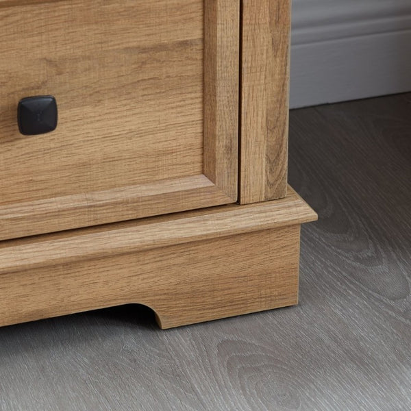 English Elm 6 Drawer Tall Chest Farmhouse Wood Grain Finish Bedroom Storage Dresser with Metal Handles Oak W2275P460493