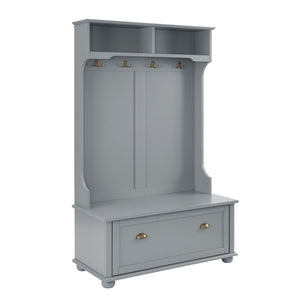 English Elm Modern Entryway Hall Tree with Coat Hooks Shoe Bench Open Shelf and Cabinet Storage W2275P513666