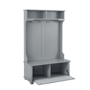 English Elm Modern Entryway Hall Tree with Coat Hooks Shoe Bench Open Shelf and Cabinet Storage W2275P513666