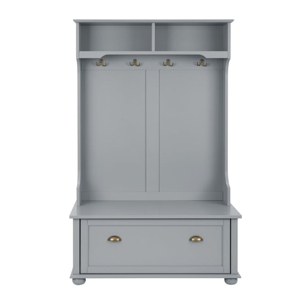 English Elm Modern Entryway Hall Tree with Coat Hooks Shoe Bench Open Shelf and Cabinet Storage W2275P513666