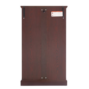 English Elm Dark Cherry Lattice Glass Display Cabinet with LED Lighting and Mirrored Back Panel W2275P513668