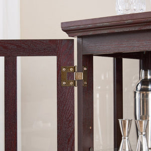 English Elm Dark Cherry Lattice Glass Display Cabinet with LED Lighting and Mirrored Back Panel W2275P513668
