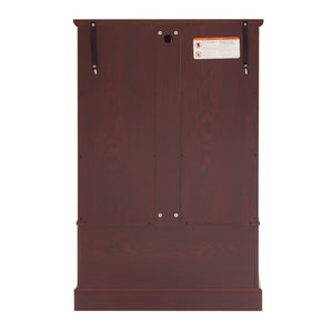 English Elm Dark Cherry Wood Display Cabinet with Glass Doors LED Lighting and Vintage Appeal W2275P513672