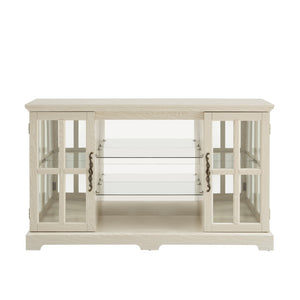 English Elm 2 Grid Glass Door Sideboard with Led Lighting Adjustable Shelves and Vintage Handles White W2275P513673