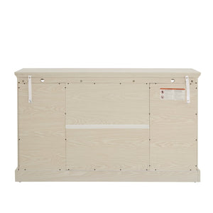 English Elm 2 Grid Glass Door Sideboard with Led Lighting Adjustable Shelves and Vintage Handles White W2275P513673