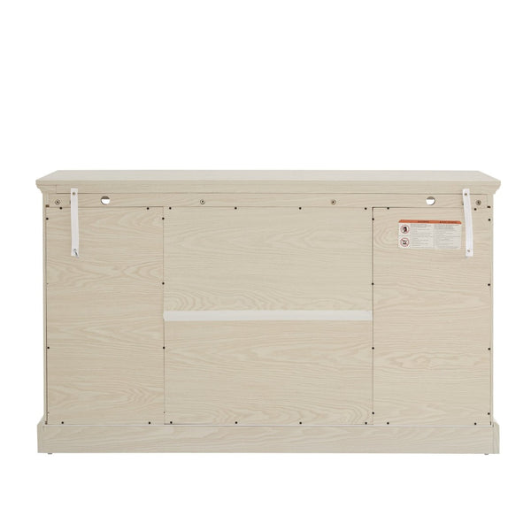 English Elm 2 Grid Glass Door Sideboard with Led Lighting Adjustable Shelves and Vintage Handles White W2275P513673