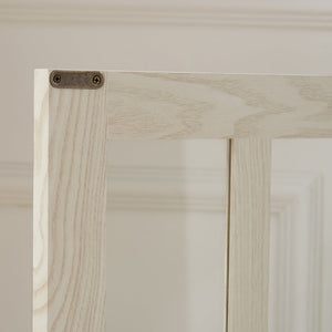 English Elm 2 Grid Glass Door Sideboard with Led Lighting Adjustable Shelves and Vintage Handles White W2275P513673