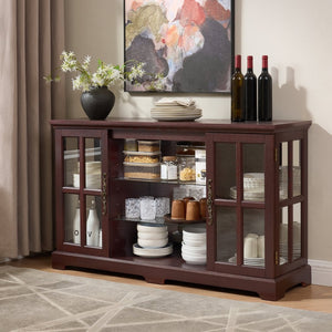 English Elm 2 Grid Glass Door Sideboard with Led Lighting Adjustable Shelves and Vintage Handles Cherry W2275P513674