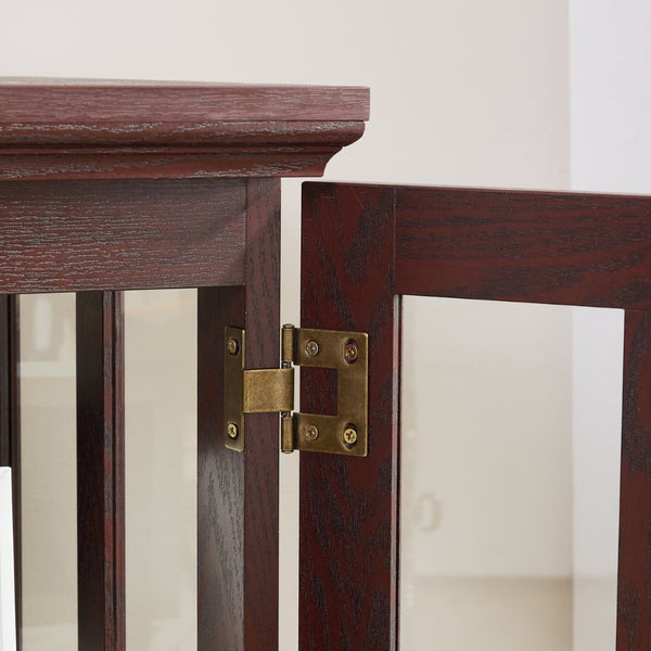 English Elm 2 Grid Glass Door Sideboard with Led Lighting Adjustable Shelves and Vintage Handles Cherry W2275P513674