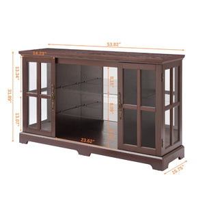 English Elm 2 Grid Glass Door Sideboard with Led Lighting Adjustable Shelves and Vintage Handles Cherry W2275P513674