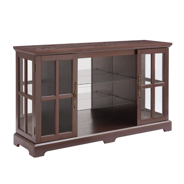 English Elm 2 Grid Glass Door Sideboard with Led Lighting Adjustable Shelves and Vintage Handles Cherry W2275P513674