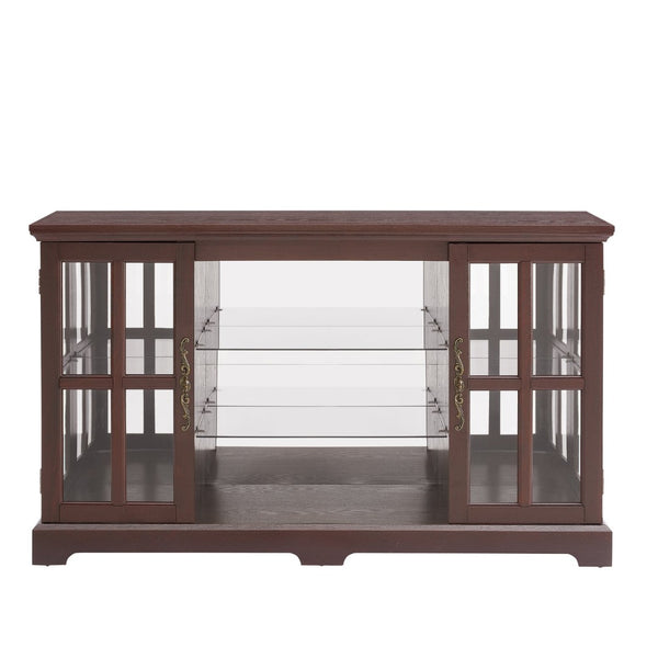 English Elm 2 Grid Glass Door Sideboard with Led Lighting Adjustable Shelves and Vintage Handles Cherry W2275P513674