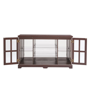 English Elm 2 Grid Glass Door Sideboard with Led Lighting Adjustable Shelves and Vintage Handles Cherry W2275P513674